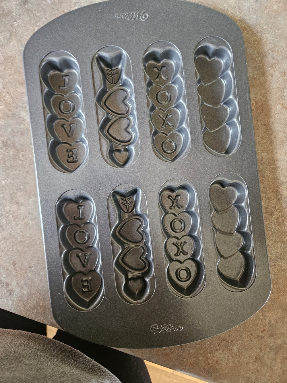 Wilton Dark Gray Heart & XOXO Mini Loaf Pan